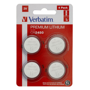 BLISTER 4 MICROPILE A PASTIGLIA CR2450 LITIO 3V VERBATIM COD. 49535