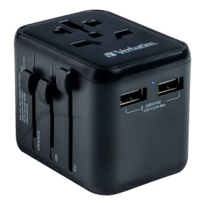 ADATTATORE VIAGGIO UTA-02 CON 2 X USB-A _VERBATIM COD. 49543
