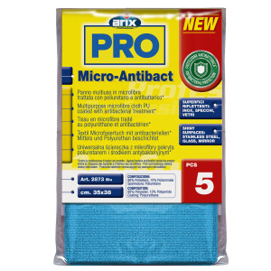 CONF 5 PANNI MULTIUSO MICRO-ANTIBACT 35X38CM BLU ARIX COD. 3 2873