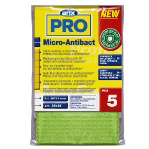 CONF 5 PANNI MULTIUSO MICRO-ANTIBACT 35X38CM VERDE ARIX COD. 3 28731