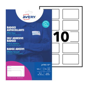 ETICHETTE BADGE IN SETA ACETATA 80X50MM (10ET/FG 15FG - INKJET AVERY COD. J4785-15
