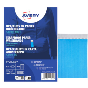 CONF. 500 BRACCIALETTI IDENTIFICATIVI IN TYVEKÂ® BLU FLUO 256X19MM (10ET/FG 50FG COD. TYVBL-50