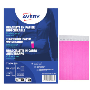 CONF. 500 BRACCIALETTI IDENTIFICATIVI IN TYVEKÂ® ROSA FLUO 256X19MM (10ET/FG 50FG COD. TYVPK-50