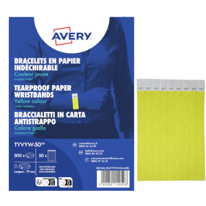 CONF. 500 BRACCIALETTI IDENTIFICATIVI IN TYVEKÂ® GIALLO FLUO 256X19MM (10ET/FG 50 COD. TYVYW-50