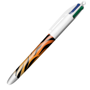 BLISTER 3PZ PENNA SFERA A SCATTO 4 COLORI  ANIMALIER 1.0MM BICÂ® COD. 9998501
