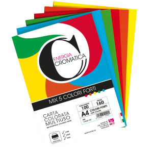 RISMA 100 FG CROMATICA 160GR A4 COLORI ASSORTITI FORTI CWR COD. 12306/100