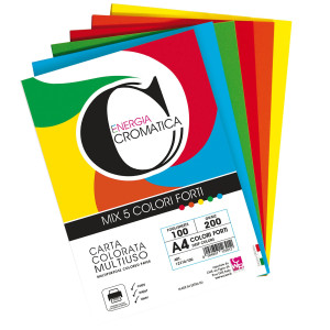 RISMA 100 FG CROMATICA 200GR A4 COLORI ASSORTITI FORTI CWR COD. 12310/100
