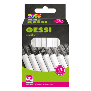 SCATOLA 12 GESSETTI TONDI 10X81MM BIANCHI DECO COD. 12509