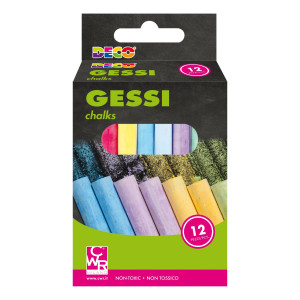 SCATOLA 12 GESSETTI TONDI 10X81MM COLORI ASSORTITI DECO COD. 12508