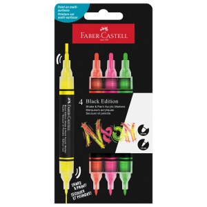 ASTUCCIO 4 MARCATORI SHAKEPAINT BLACK EDITION COLORI ASSORTITI NEON FABER-CASTEL COD. 285505