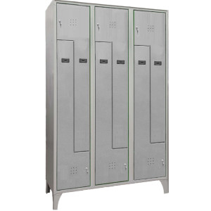 ARMADIO SPOGLIATOIO IN METALLO SALVASPAZIO A 6 ANTE A L 120X50XH195CM GRIGIO 717 COD. 717/3P/L/S