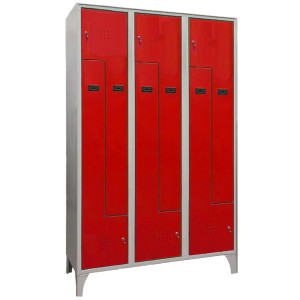 ARMADIO SPOGLIATOIO IN METALLO SALVASPAZIO A 6 ANTE A L 120X50XH195CM GRIGIO CON COD. 717/3P/L/SRAL3000