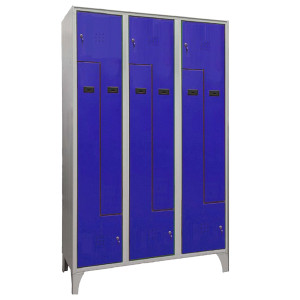 ARMADIO SPOGLIATOIO IN METALLO SALVASPAZIO A 6 ANTE A L 120X50XH195CM GRIGIO CON COD. 717/3P/L/SRAL5017