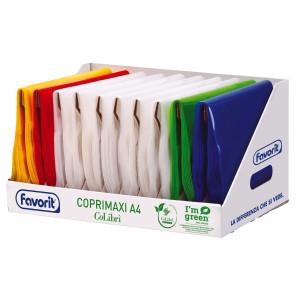 EXPO 300PZ COPRIMAXI LISCI TRASPARENTI F.TO A4 180MY COLORI ASSORTITI FAVORIT COD. 400184712