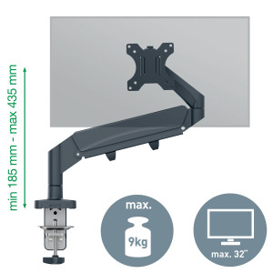 BRACCIO SALVASPAZIO  PER MONITOR SINGOLO GRIGIO SCURO LEITZ ERGO COD. 64890089