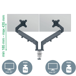 BRACCIO SALVASPAZIO PER MONITOR DOPPIO GRIGIO SCURO LEITZ ERGO COD. 65370089