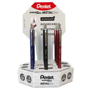 EXPO 12PZ ENERGEL METAL SLIM + 12PZ REFILL PENTEL COD. 0022420