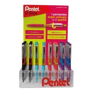 EXPO 48PZ PORTAMINE Q-ERASE 0.5MM FUSTO IN COLORI ASSORTITI PENTEL COD. 0022422