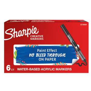 MARCATORE ACRILICO CREATIVE MARKER PUNTA PENNELLO NERO SHARPIE COD. 2218069 CONFEZIONE DA 6