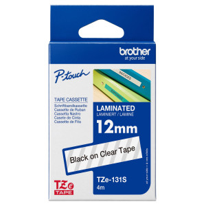 BROTHER NASTRO LAMINATO DA 12 MM X 4MT NERO/TRASPARENTE- TZE131S COD. TZE131S