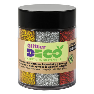 GLITTER BIO GRANA FINE DISPENSER 60ML 4 COLORI ASSORTITI DECO COD. 13405