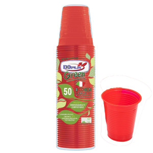 CONF 50 BICCHIERI COMPOSTABILI 200ML ROSSO DOPLA COD. 48029