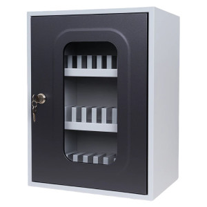 CASETTA PORTACELLULARI 30 POSTI C/ANTA TRASPARENTE E DOPPIA CHIAVE METALPLUS COD. 5570/30VGRIGIO