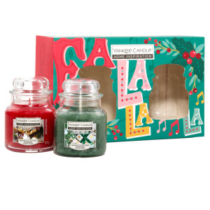 COPPIA CANDELE GIARA 104GR CINNAMON DELIGHT/WRAPPING PAPER PINE YANKEE CANDLE COD. 2655959E CONFEZIONE DA 6