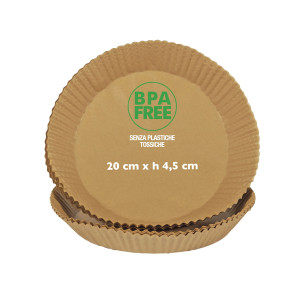 CONF 25 VASCHETTE CARTAFORNO PER FRIGGITRICE AD ARIA IN BUSTA D20CM X H4,5CM AVA COD. 29370