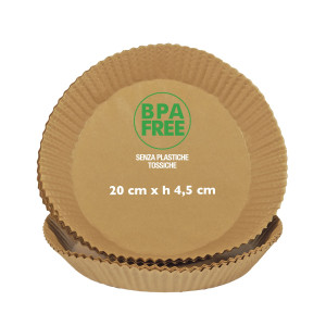 CONF 50 VASCHETTE CARTAFORNO PER FRIGGITRICE AD ARIA IN ASTUCCIO D20CM X H4,5CM COD. 29380