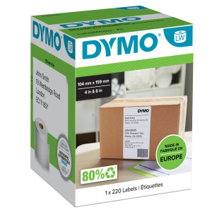 ROTOLO 220 ETICHETTE BIANCHE 104X159MM DYMO LW XL INDIRIZZI S0904980 COD. S0904980
