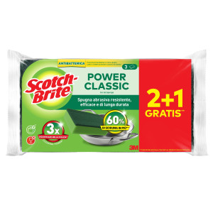 PACK 2+1 SPUGNE ABRASIVE POWER CLASSIC ANTIBATTERICA SCOTCH BRITEÂ® A12 COD. 7100316712