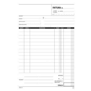 BLOCCO FATTURE AD 1 ALIQUOTA 50X2 AUTORICALCANTE  14,8X21CM DU1641C0000 COD. DU1641C0000 CONFEZIONE DA 5