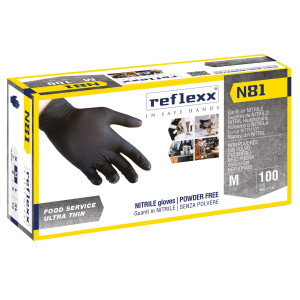 CONF 100 GUANTI IN NITRILE N81 TAGLIA M NERIREFLEXX COD. N81/M8)