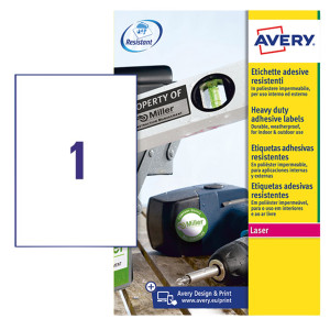 POLIESTERE ADESIVO L4775 BIANCO 8FG A4 210X297MM (1ET/FG LASER AVERY COD. L4775-8