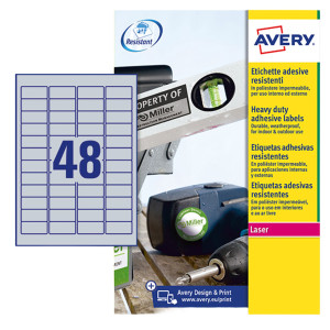 POLIESTERE ADESIVO L6009 ARGENTO 8FG A4 45,7X21,2MM (48ET/FG LASER AVERY COD. L6009-8