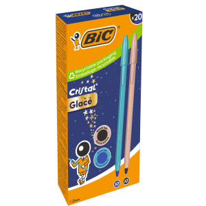 SCATOLA 20 PENNA SFERA CRISTAL GLACE' FUSTO BLU/ROSA 1.0MM BICÂ® COD. 302535