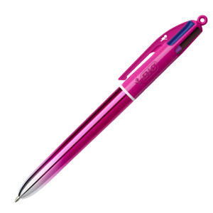 SCATOLA 12 PENNA SFERA A SCATTO 4 COLORI SMOOTH FUSTO ROSA 1.0MM BICÂ® COD. 303084