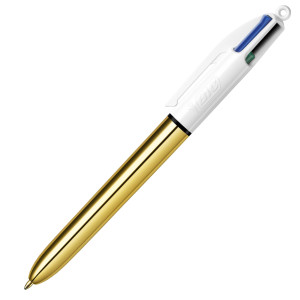 SCATOLA 12 PENNE SFERA A SCATTO 4COLORS SHINE ORO BIC COD. 964774