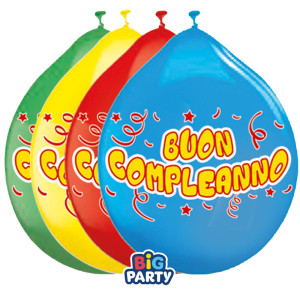 BUSTA 10 PALLONCINI IN LATTICE D26CM BUON COMPLEANNO BIG PARTY COD. 71147