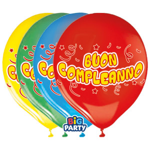 BUSTA 8 PALLONCINI IN LATTICE D30CM BUON COMPLEANNO BIG PARTY COD. 71150