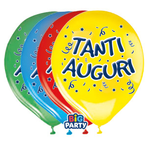 BUSTA 8 PALLONCINI IN LATTICE D30CM TANTI AUGURI BIG PARTY COD. 71151