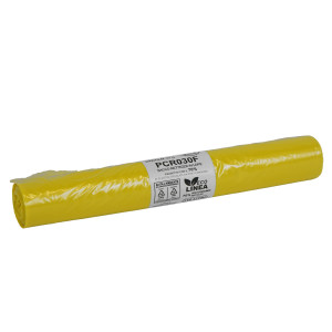 10 SACCHI RIFIUTI PCR 110L 72X110CM 30GR GIALLO BIO EXTRUSION COD. PCR030F
