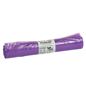 10 SACCHI RIFIUTI PCR 110L 72X110CM 30GR VIOLA BIO EXTRUSION COD. PCR030P