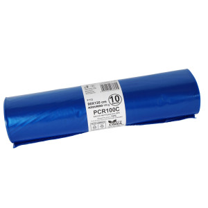 10 SACCHI RIFIUTI PCR 120L 90X120CM 60GR AZZURRO BIO EXTRUSION COD. PCR060C