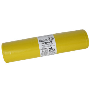 10 SACCHI RIFIUTI PCR 120L 90X120CM 100GR GIALLO BIO EXTRUSION COD. PCR100F