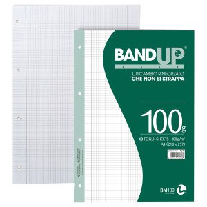 RICAMBI FORATI RINFORZATI BANDUP A4 100GR 40FG 4MM C/MARGINE BM COD. 0111979