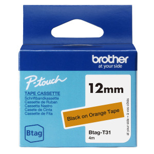 BROTHER BTAGT31 DA 12MM NERO SU ARANCIONE - LUNGHEZZA 4 M COD. BTAGT31