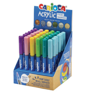 ASTUCCIO 36 PAINT MARKER ACRILICO PUNTA PENNELLO COLORI FANCY ASSORTITI CARIOCA COD. 41401