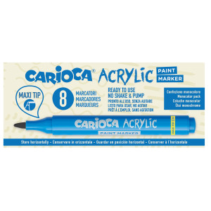 BOX 8 PAINT MARKER ACRILICO PUNTA MAXI NERO CARIOCA COD. 45296/01